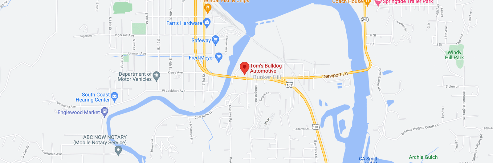 Google Map Tom's Bulldog Automotive